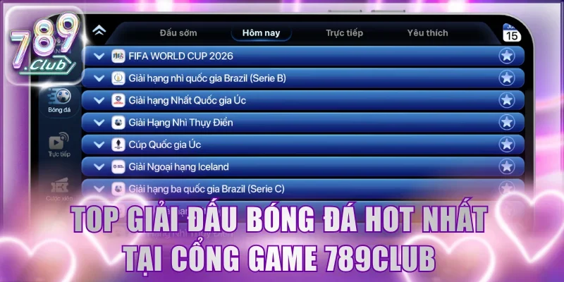 Cập nhật top giải đấu bóng đá hot nhất tại cổng game 789Club